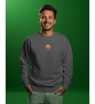Golden Retriever Baskılı Oversize Sweatshirt – Sevimli Köpek Desenli Unisex (Füme)