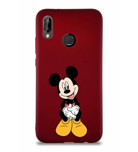 Huawei P20 Lite Soft Premier Kapak Mickey Mouse-A Tasarımlı Silikon Kılıf - Mürdüm (Şeffaf)