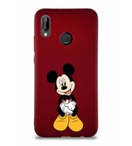 Huawei P20 Lite Soft Premier Kapak Mickey Mouse-A Tasarımlı Silikon Kılıf - Mürdüm (Şeffaf)