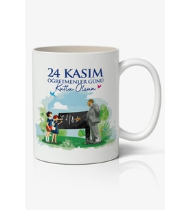 24 Kasım Öğretmenler Günü Tasarımlı Kupa Bardak Baskılı Kahve Kupa Bardak Model 4