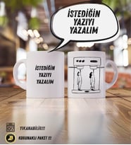 Kişiye Özel Tasarım Kupa – Yazını Sen Seç!  Yıkanabilir & Korunaklı Paket 300ml (Parlak Beyaz)