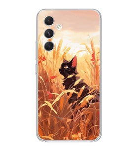 Samsung Galaxy A04S Uyumlu Doğa ve Kedi Tasarımlı Şeffaf Telefon Kılıfı