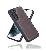 Bouletta Samsung Galaxy S22 Uyumlu Deri Arka Kapak TN18EF Gri
