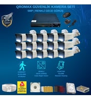 Qromax 15 Kamerali Set - Gece Renkli Gösteren Hareket Algilayan 5 Mp Sony Lensli 1080p Full Hd Güvenlik Kamerasi Seti 3404w