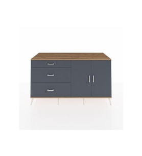 Kronos Konsol 2 Raflı 3 Çekmeceli 2 Kapaklı 176x59x99 Çam-Antrasit