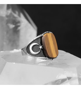 Kaplangözü Taşlı Ayyıldızlı 925 Ayar Gümüş Yüzük