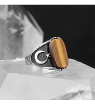 Kaplangözü Taşlı Ayyıldızlı 925 Ayar Gümüş Yüzük