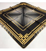 Geometrik Desen Black Seri Twill Eşarp Eşarp Askısı ile Birlikte 90x90 cm Siyah 