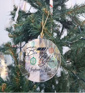 BK Gift Kişiye Özel İsimli Şeffaf Pleksi Yılbaşı Ağaç Süsü- 7, Yılbaşı Hediyesi, İsme Özel Ağaç Süsü, Yeni Yıl Mesajlı Hediye