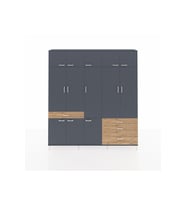 Arges Dolap 8 Raflı 4 Çekmeceli 3 Askılı 220x30x243 Antrasit-Antrasit/Çam