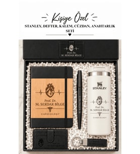 Kişiye Özel Hediye Seti Stanley Termos & Defter & Kalem & Anahtarlık & Cüzdan Premium Hediye Seti