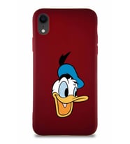 Apple iPhone XR Soft Premier Kapak Donald Duck-A Tasarımlı Silikon Kılıf - Mürdüm (Şeffaf)