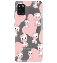 Samsung Galaxy A31 Uyumlu İnek Desenli Şeffaf Telefon Kılıfı