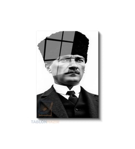 Dikey Cam Tablo Salon Duvar Tablosu Dikey Cam Sb Kalpaklı Ataturk Yeni Ev Hediyesi Ofis Tablosu