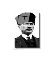 Dikey Cam Tablo Salon Duvar Tablosu Dikey Cam Sb Kalpaklı Ataturk Yeni Ev Hediyesi Ofis Tablosu