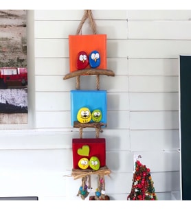 Taş boyama dekoratif Duvar süsü ve Balkon süsü bahçe süsü Hediyelik eşya ölçü:44cm*9cm (Çok Renkli)