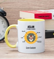 Kişiye Özel Aslan Burcuna Hediye Sarı Kupa Bardak