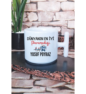 Dünyanın En İyi Paramediği Baskılı Kişiye Özel Paramedik Hediyelik T Kulplu Latte Fincanı Kupa