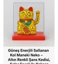 Altın Renk Maneki Neko Şans Kedisi  El Sallayan Japon Şans Kedi Biblo  Feng Shui Bereket, Para ve Uğur Simgesi (Sarı)