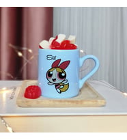 Power Puff Girls ( Blossom ) Tasarımlı Kişiye Özel Mavi Türk Kahvesi Fincanı