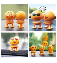 Emoji Smile Zıp Zıp Kafalar Mini Gülen Yüzler Araç Torpido & Masaüstü Süsü 6'lı Oyuncak Seti (Sarı)