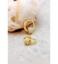 Altın Yaldızlı 12 mm Halka Gümüş Küpe 5265