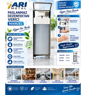 Arı Metal Paslanmaz Dezenfektan Verici Manuel