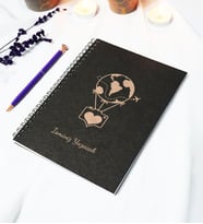 Kişiye Özel Balon Temalı Siyah Kraft Kapaklı Defter - 45 Yaprak A5 (90 SAYFA) 15x21 Cm