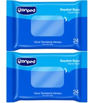 Canped Yetişkin Vücut Temizleme Islak Mendil Havlu 24 Yaprak Seyahat Boy 2 Li Set (48 Yaprak)