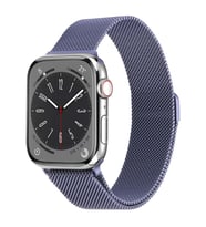 Apple Watch 7 45mm Uyumlu Kordon Hasır Metal Mıknatıslı Örgü Zore KRD-01 Kayış (Koyu Mor)