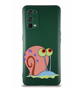 Realme 7 Pro Soft Premier Kapak Salyangoz Gary Tasarımlı Silikon Kılıf - Yeşil (Şeffaf)