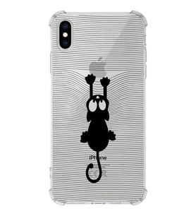 Apple iPhone XS Max Uyumlu Köşe Korumalı Antişok  Kapak Çizgi Kedi Tasarımlı Şeffaf Silikon Kılıf