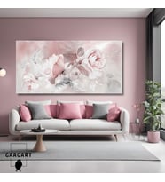 Panoramik Kanvas Duvar Tablosu Pastel Pembe Soyut Güller