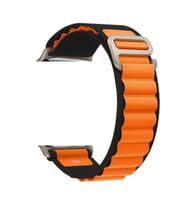 Apple Watch 44/45/46/49mm Kordon Naylon Mountain Band 74 2/3/4/5/6/se/7/8/9/10/1 (Siyah - Turuncu)
