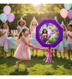 Unicorn Akademi Pinyata 42 cm Sopalı Doğum Günü Parti Oyunu Şeker Doldurulabilir
