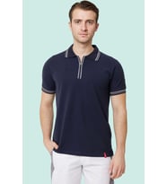Polo Yaka Fermuarlı Tişört Nefes Alabilir İş Güvenliği Asperula shirt Şık Rahat Tasarım (Lacivert-Gri)