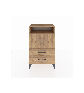 Hyperion Komodin 2 Raflı 2 Çekmeceli 2 Kapaklı 60x44x96 Çam-Çam