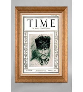Altın Varaklı Paspartulu Çerçeveli Atatürk Tablo nt1009