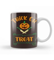 Trick Or Treat Pumpkin Head Typography Kupa Bardak Porselen