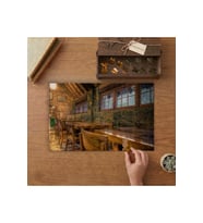 Tahta Kafe İç Dekorasyonu Tasarımı 240 parça Ahşap Puzzle Ahşap Kutuda MP02652
