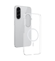 Samsung Galaxy A56 Uyumlu Kamera Korumalı M-Safe Şarj Özellikli Şeffaf Zore London Sert PC Kapak