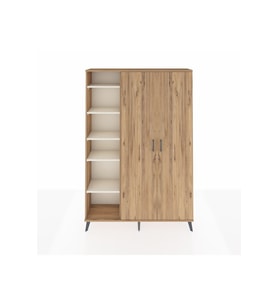Arges Dolap 7 Raflı 2 Kapaklı Tek Askılı 132x30x195 Çam-Çam/Aytaşı