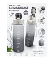 Motivasyon Su Matarası 1100 ML Zaman Çizelgeli Sızdırmaz Kilitli Taşıma İpli Spor Matara