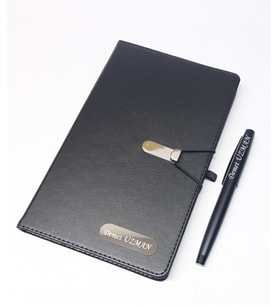 Kişiye Özel Vip Defter Kalem Seti (Siyah)