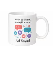 Sosyal Medya Yöneticisine Hediye Özel Tasarım Baskılı Porselen Kupa Bardak