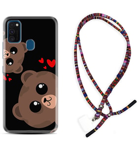 Samsung M21 M22 M23 M30 M31S M32 Kılıf Boyun Asklı Rasta Silikon Love Animals 1780