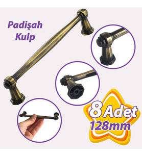 8 Adet Padişah Kulp 128 mm Antik Sarı Mutfak Kulpu Çekmece Dolap Kapak Kulbu Metal Mobilya Dolabı Kulpları
