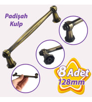 8 Adet Padişah Kulp 128 mm Antik Sarı Mutfak Kulpu Çekmece Dolap Kapak Kulbu Metal Mobilya Dolabı Kulpları