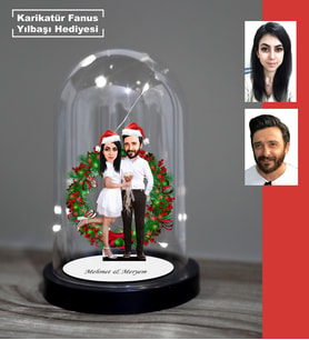 KİŞİYE ÖZEL EVLİ, SEVGİLİ, ÇİFT , GELİN DAMAT  , YILBAŞI, CRHTİSTMAS IŞIKLI KARİKATÜR FANUS BİBLO  m13
