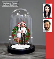 KİŞİYE ÖZEL EVLİ, SEVGİLİ, ÇİFT , GELİN DAMAT  , YILBAŞI, CRHTİSTMAS IŞIKLI KARİKATÜR FANUS BİBLO  m13
